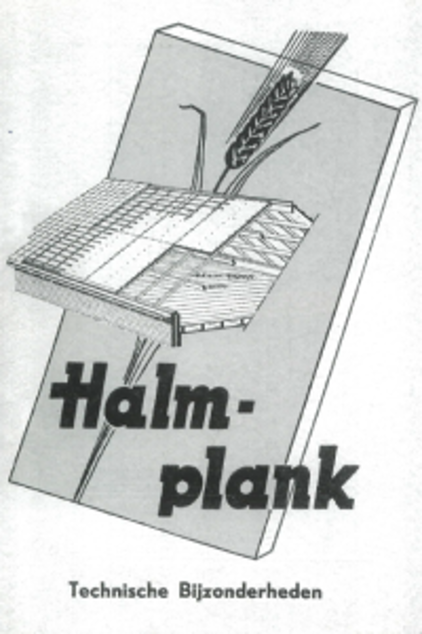 Illustratie van een oude folder van productiebedrijf Halmplank in Someren. 
