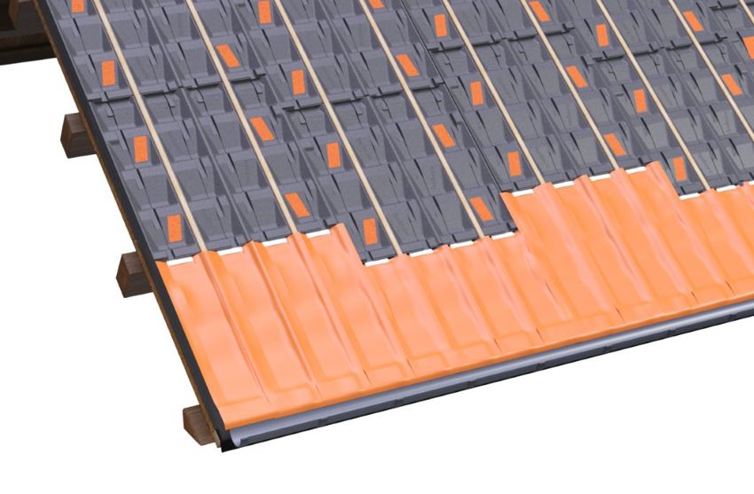 Illustratie van SlimFix RenoPro op het dak met extra folie voor een gegarandeerde lekwaterafvoer