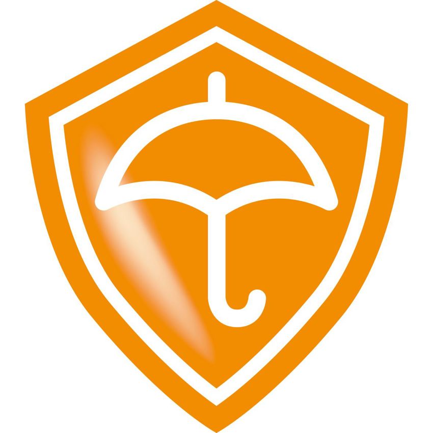 Icoontje van een paraplu in een schild