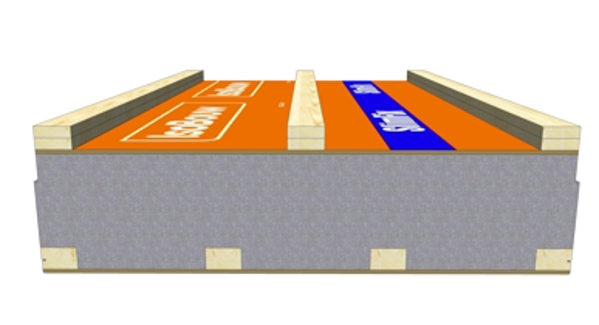 Illustratie van een doorsnede van een SlimFix XT Passief M dakelement. 