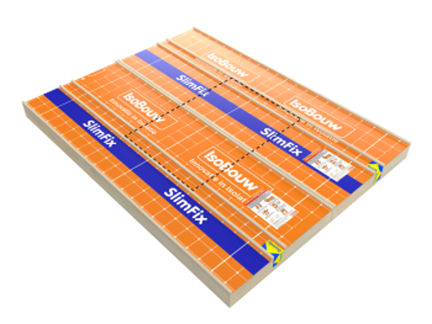 Packshot van 2 SlimFix XT dakelementen met in het midden een sparing voor een dakvenstervoorziening