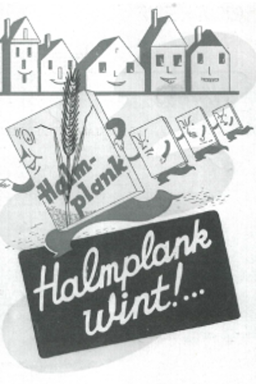 Illustratie van een oude folder van productiebedrijf Halmplank 